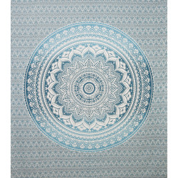 Zest For Life Teal Mandala Tapestry 84x95"