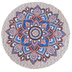 Zest For Life Round Red/Blue Mandala Tablecloth Tapestry 80" - Hemmed Edge