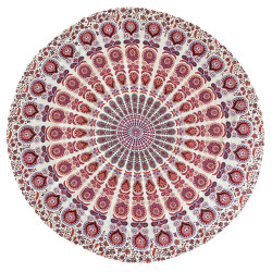 Zest For Life Round Purple/Red Mandala Tablecloth Tapestry 80" - Hemmed Edge