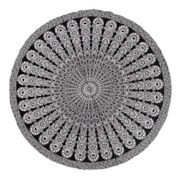 Zest For Life Round Black & White Plume Tablecloth Tapestry 80" - Hemmed Edge