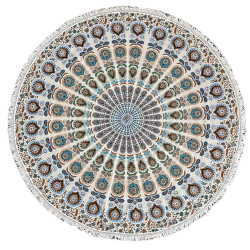 Zest For Life Round Blue/Red Mandala Tablecloth Tapestry 80" - Fringed Edge