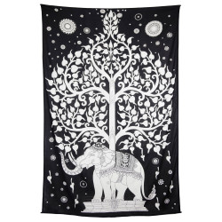 Zest For Life Elephant Tree Tapestry 52x80" Black