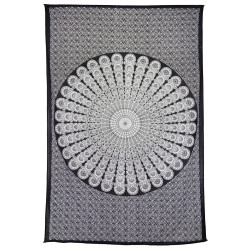 Zest For Life Peacock Feather Tapestry 52x80" Black