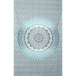 Zest For Life Teal Mandala Tapestry 52x80"