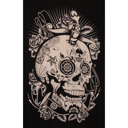 Zest For Life Black//White Skull Tapestry 52x80"