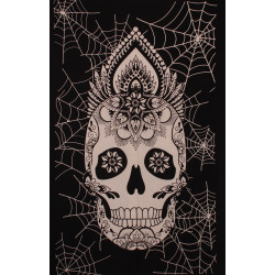 Zest For Life Black//White Web Skull Tapestry 52x80"
