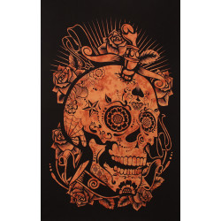 Zest For Life Orange Tie Dye Skull Tapestry 52x80"