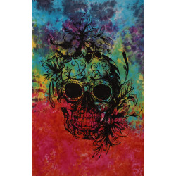 Zest For Life Flower Skull Tapestry 52x80"