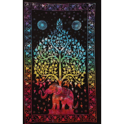 Zest For Life Tie Dye Elephant Tree Tapestry 52x80"