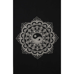Zest For Life Black Yin Yang Mandala Tapestry 52x80"