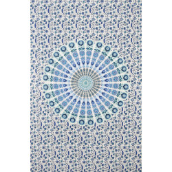 Zest For Life Circle Plume Tapestry Blue/White 52x80"