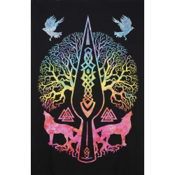 Zest For Life Tie Dye Celtic Wolf Tree Tapestry 52x80"