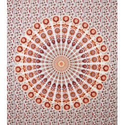 Zest For Life Circle Plume Tapestry Red 84x95"