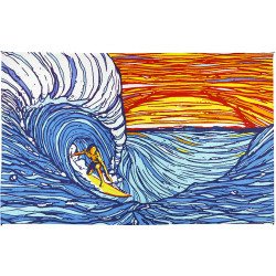 Sunset Surfer Tapestry - Art by Shannon Hurst