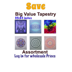 STARTER PACK Wholesale Lot of 12 Assorted Top Selling 95x84" Value Tapestries