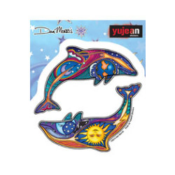 Dan Morris Night and Day Dolphins Sticker 4.5"