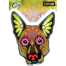 Cali German Shephard Day Of The Dead Sticker 5"