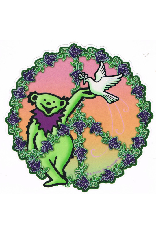 Grateful Dead Bear Peace Dove Sticker 5"