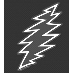 Grateful Dead White Lightning Bolt Clear Vinyl Sticker 5"