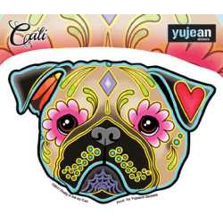 Cali Pug Day Of The Dead Sticker 5"