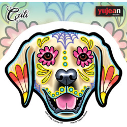 Cali Golden Retriever Day Of The Dead Sticker  4.9"