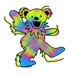 Grateful Dead Pastel Tie Dye Bear Temporary Tattoo 2"