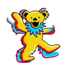 Grateful Dead Yellow Bear Temporary Tattoo 2"