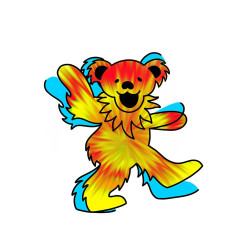 Grateful Dead Yellow Tie Dye Bear Temporary Tattoo 2"