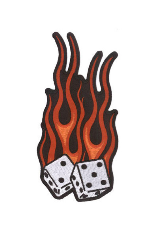 Flame Dice Patch Large 6"