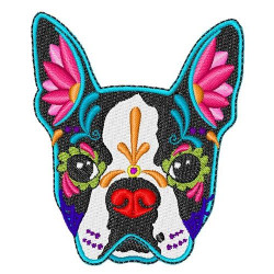 Boston Terrier Day Of The Dead Patch 3.5"