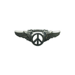 Peace Sign Wing Pin Black Small