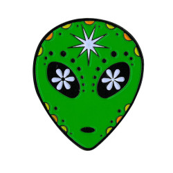 Day Of The Dead Alien Head Enamel Pin  1.25"
