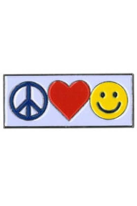 Peace Love Happiness Enamel Pin 1"