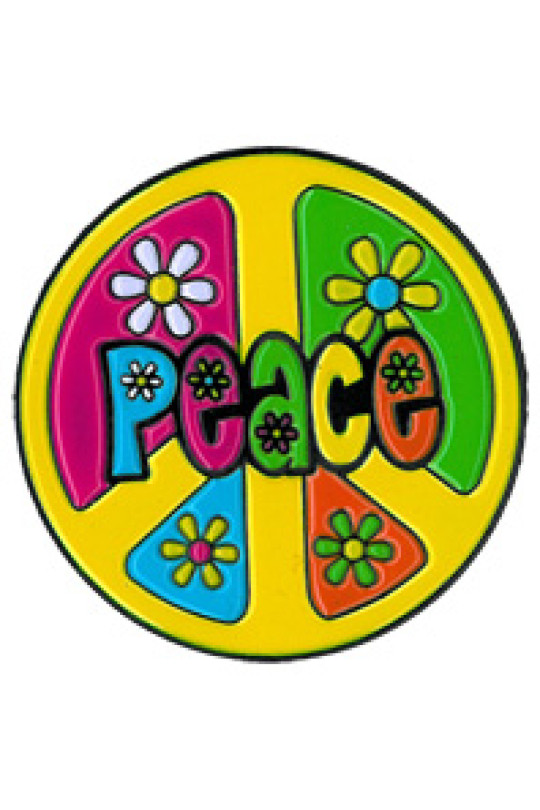 Peace Sign Flowers Enamel Pin 1"