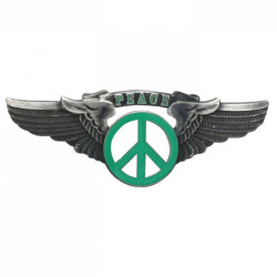 Peace Sign Wing Pin Green