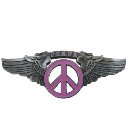 Peace Sign Wing Pin Pink