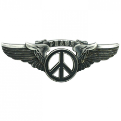 Peace Sign Wing Pin Black