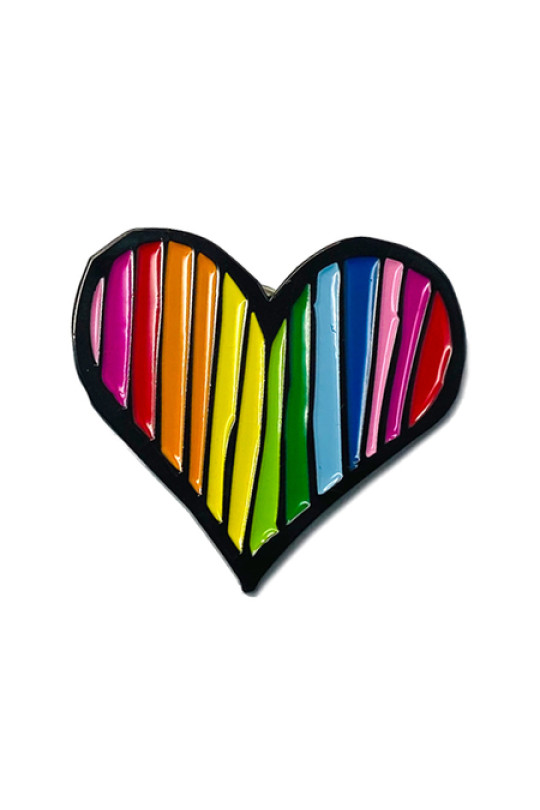 Pride Heart Enamel Pin 1.25"