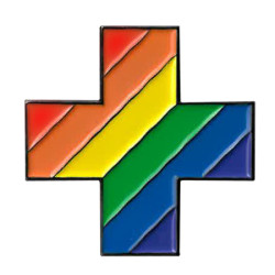 Rainbow Cross Enamel Pin 1.25"