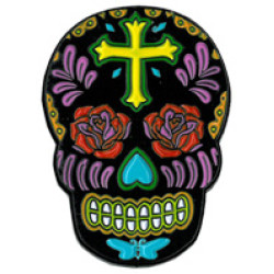 Rose Cross Skull Enamel Pin 1"