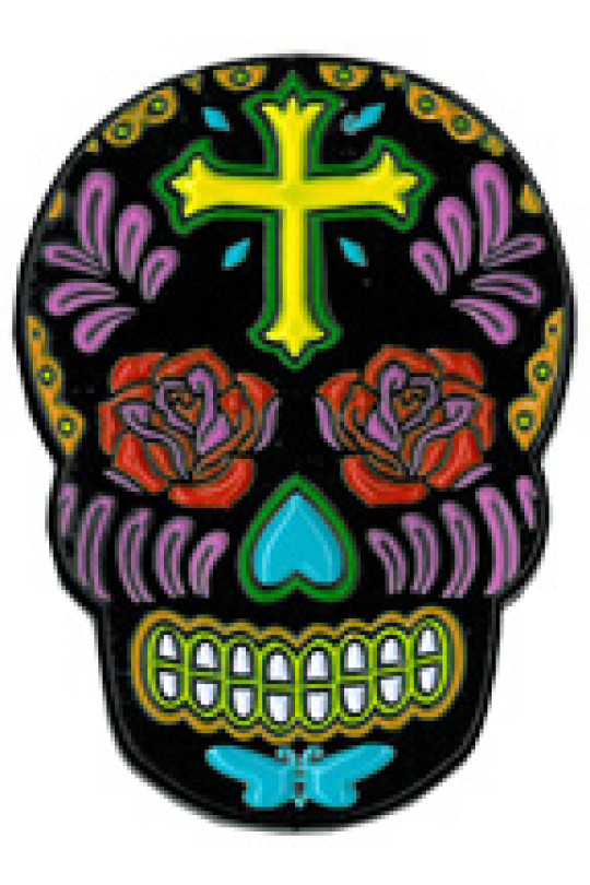 Rose Cross Skull Enamel Pin 1"