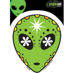 Alien Head Day Of The Dead Sticker 4.25"