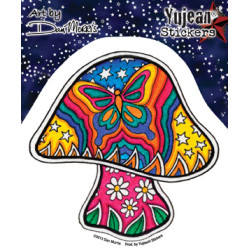 Dan Morris Butterfly Mushroom Sticker 4"