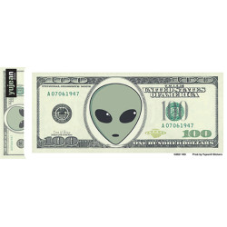 Alien $100 Bill Sticker 6" Alien $100 Bill Sticker 6"