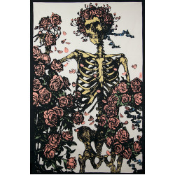 3D Grateful Dead Faded Skeleton & Roses Tapestry