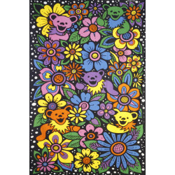 3D Grateful Dead Flower Bears Tapestry - Art by Ben Corn