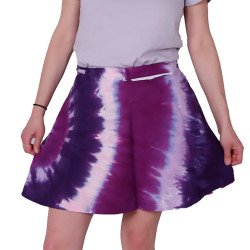Tie Dyed Short Wrap Skirt Purple/Pink Spiral