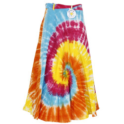 Rainbow Tie Dye Wrap Skirt with Zip Pocket