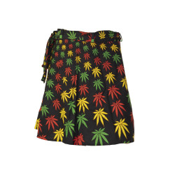 Leaf Vortex Short Wrap Skirt with Zip Pocket