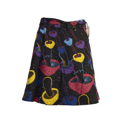 Magic Mushroom Short Wrap Skirt with Zip Pocket
